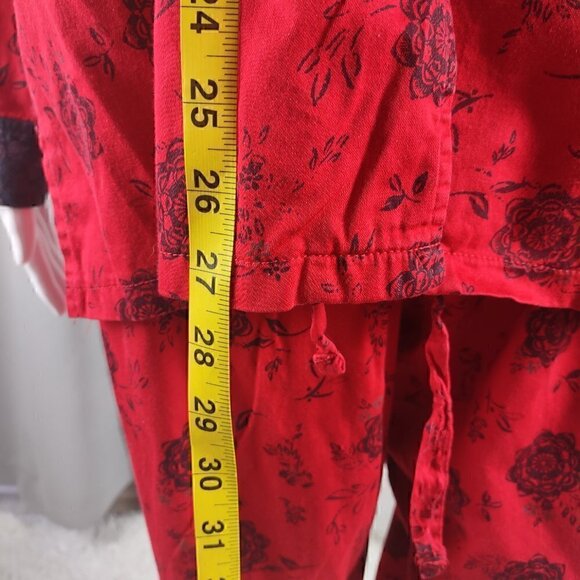 Nautica Rose Pattern Red 100% Cotton Cozy Pajama, Sleepwear Lounge Set Size L - Picture 7 of 16